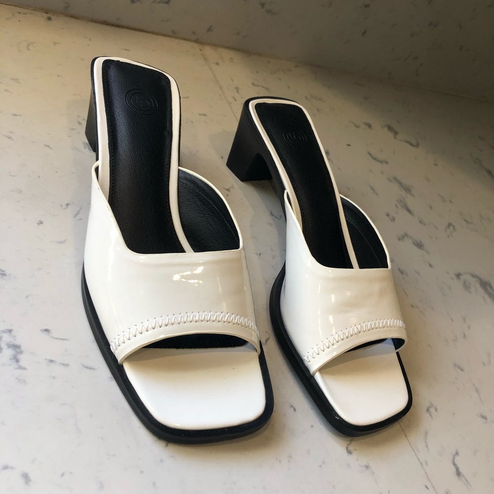 Urban Outfitters White Chrissy UO Square Toe Heel